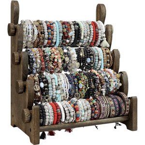 4Tier Wooden Bracelet Holder,Bangle Watch Necklace Display Storage JewelryHolder